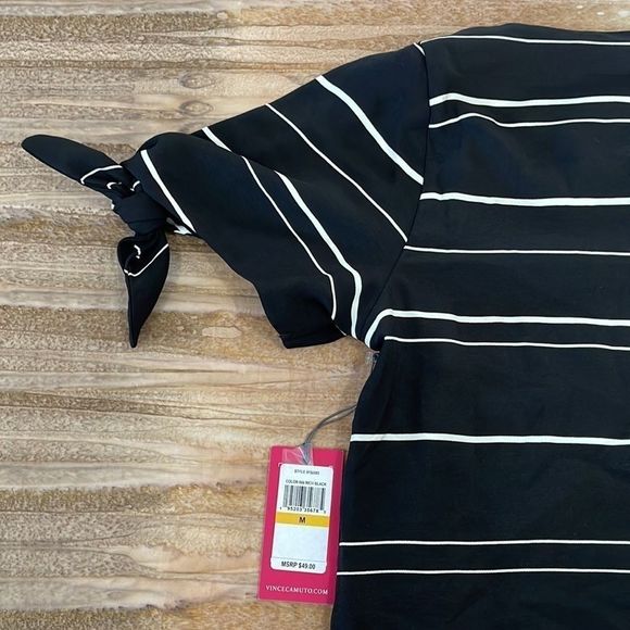 Vince Camuto Short Tie Sleeve Variegated Stripe Top-M - Picture 4 of 11